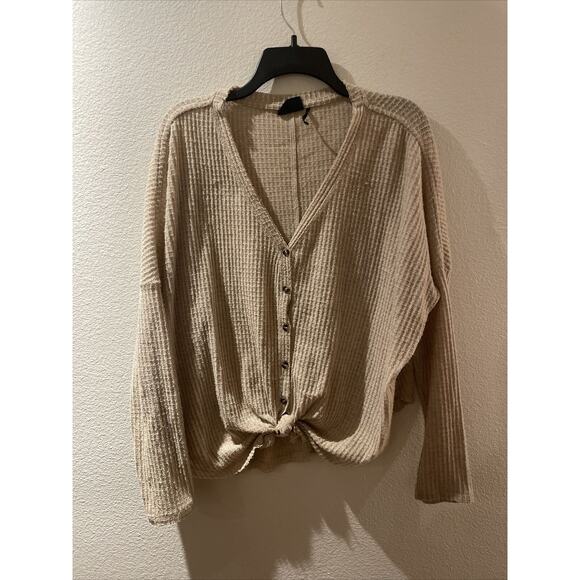Out From Under Tops - out from under for urban outfitters, beige long sleeve blouse, m